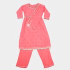 Girls Pink Round Neck Fusion Set, Light Pink, small