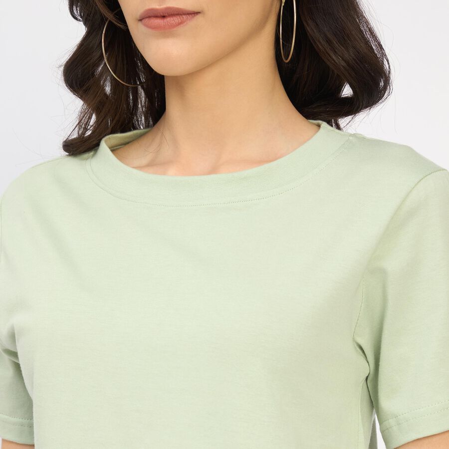 Ladies' 100% Cotton Round Neck T-Shirt, Light Green, large