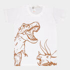 Boys Round Neck T-Shirt, White, small image number null