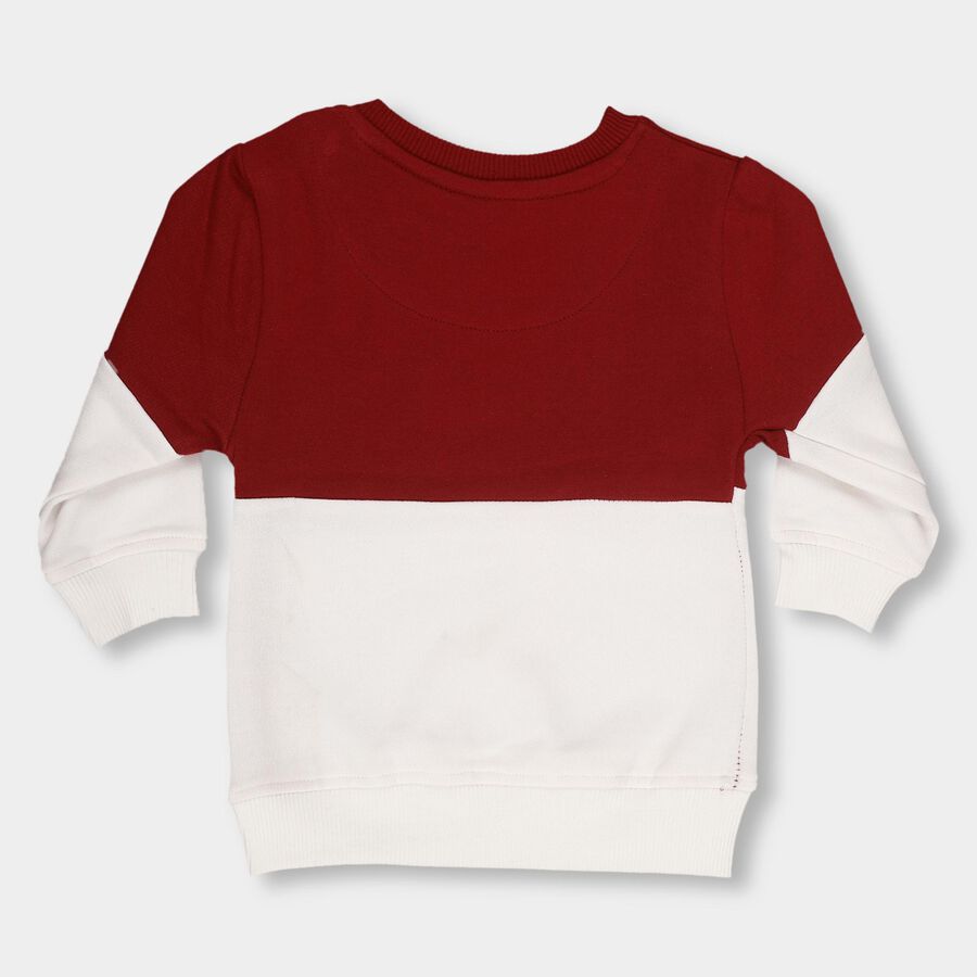 Infants Deep Maroon Crew Neck Casual Sweatshirt, Maroon, large image number null