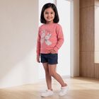 Girls' Coral Crew Neck Graphic Print Sweatshirt, Coral, small
