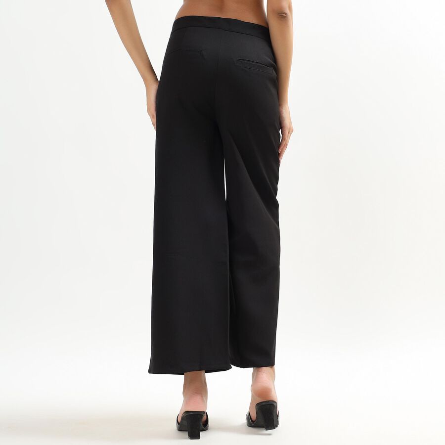 Ladies' Jet Black High-Rise Culottes Trousers, काला, large image number null