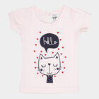Infants Cotton Round Neck T-Shirt, Light Pink, small image number null