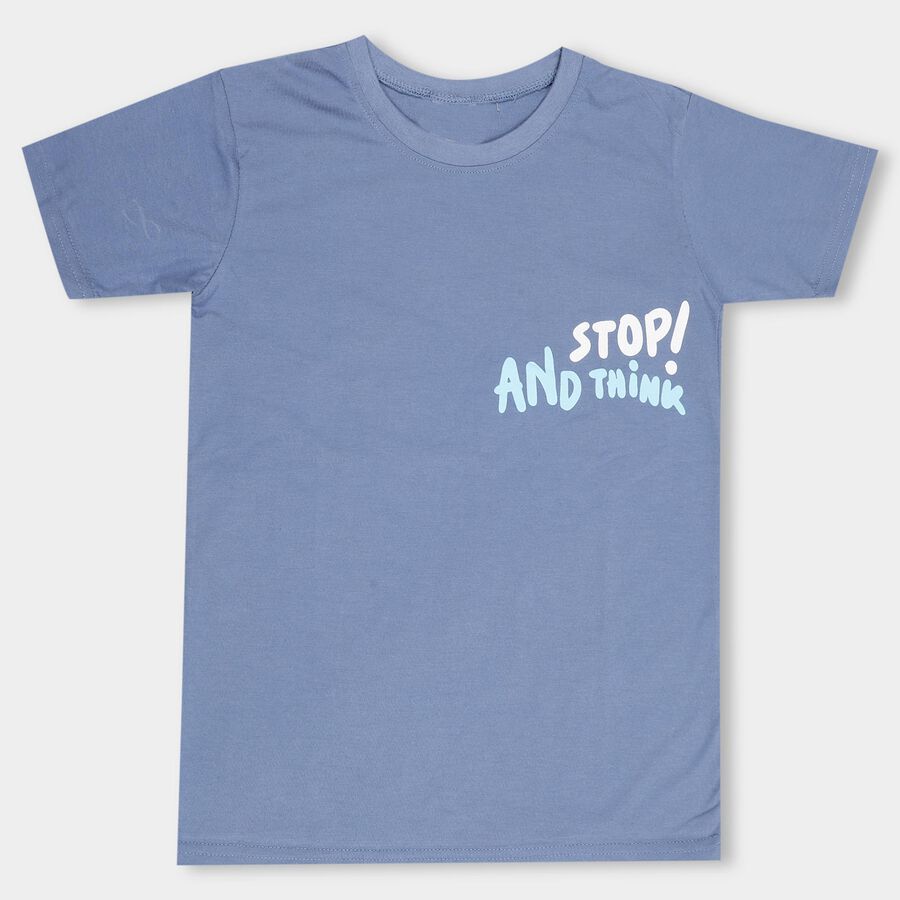 Boys' Half Sleeves T-Shirt , Mid Blue, large image number null