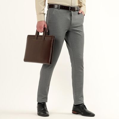 Men's Muted Light Grey Slim Fit Casual Trousers