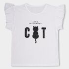 Girls' 100% Cotton T-Shirt , White, small image number null