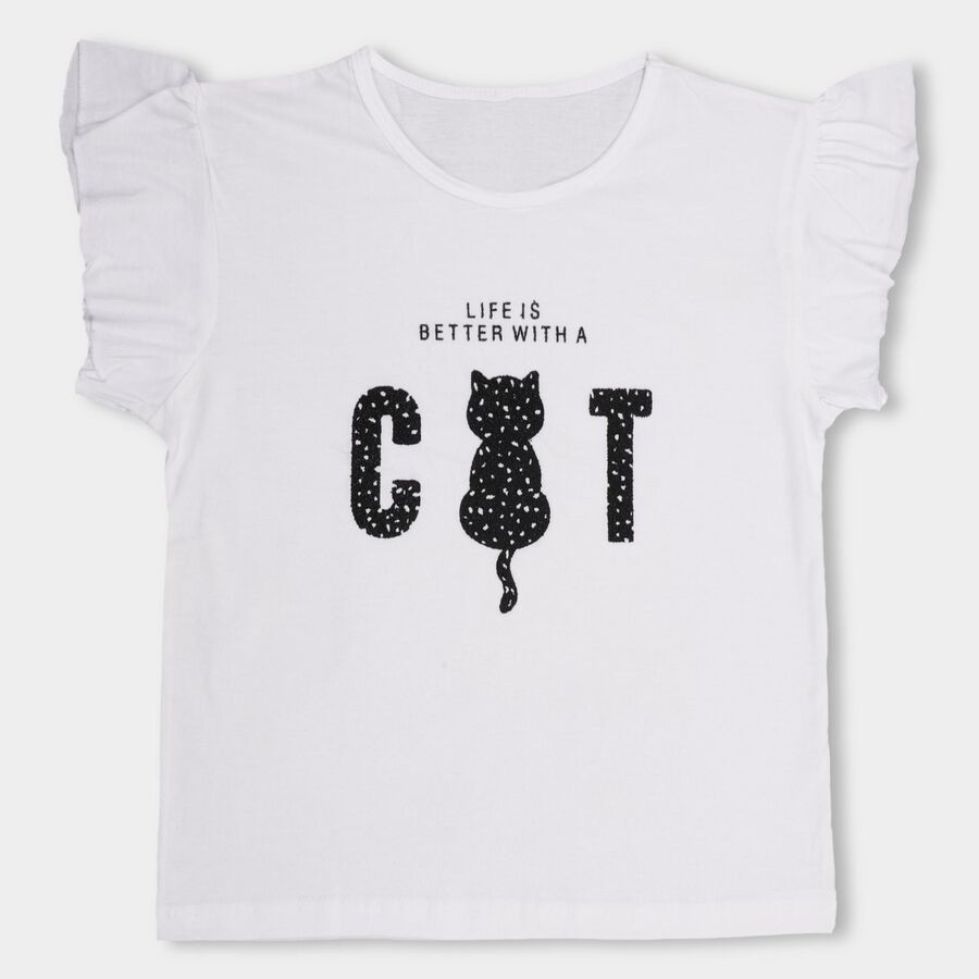 Girls' 100% Cotton T-Shirt , White, large image number null