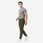 Men's Olive Green Slim Fit Jogger Trousers, ओलिव, small