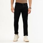 Men's Dark Indigo Skinny Fit Five-Pocket Jeans, काला, small image number null