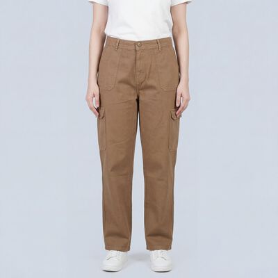 Women's Brown Straight Fit High-Waist Jeans