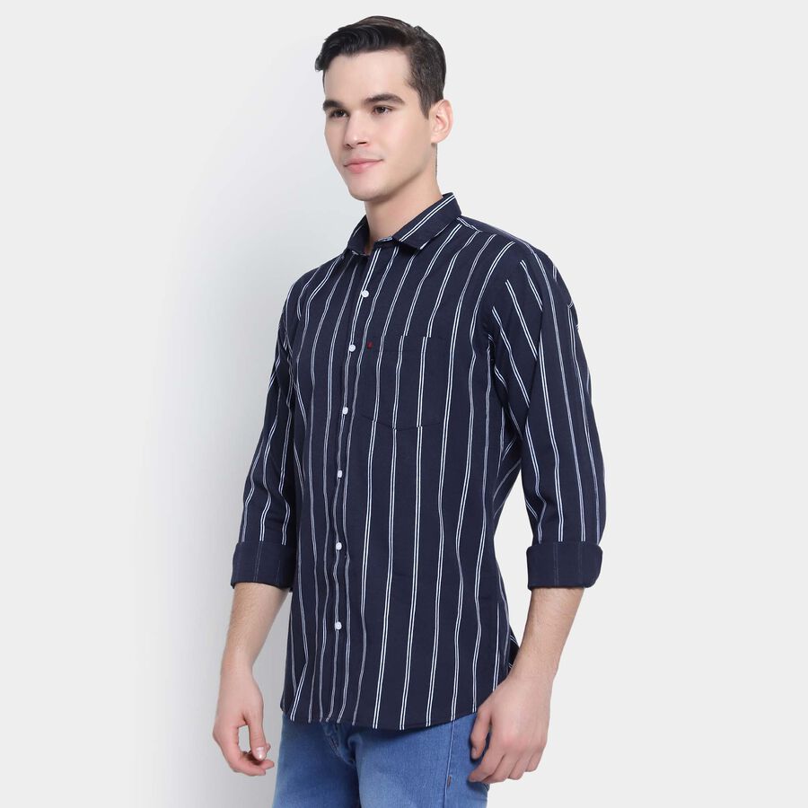 Stripes Casual Shirt, Navy Blue, large image number null