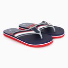 Men's Navy Blue Striped Thong Strap Flip-Flops, Navy Blue, small