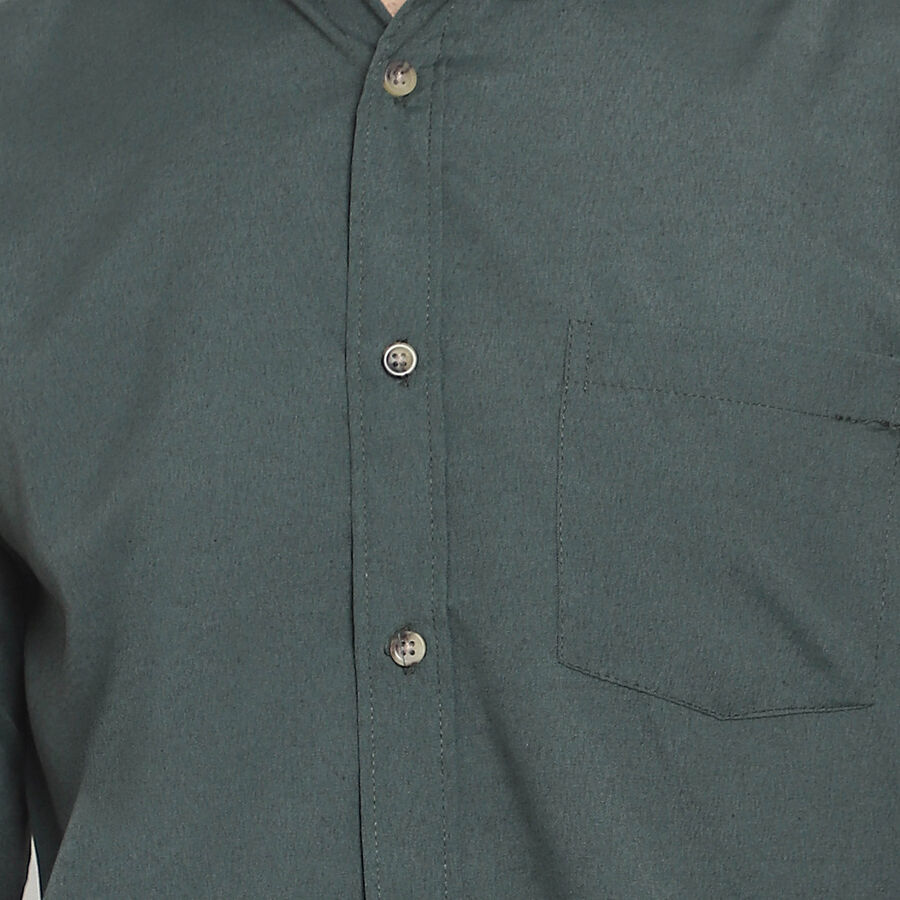 Solid Casual Shirt, Dark Green, large image number null