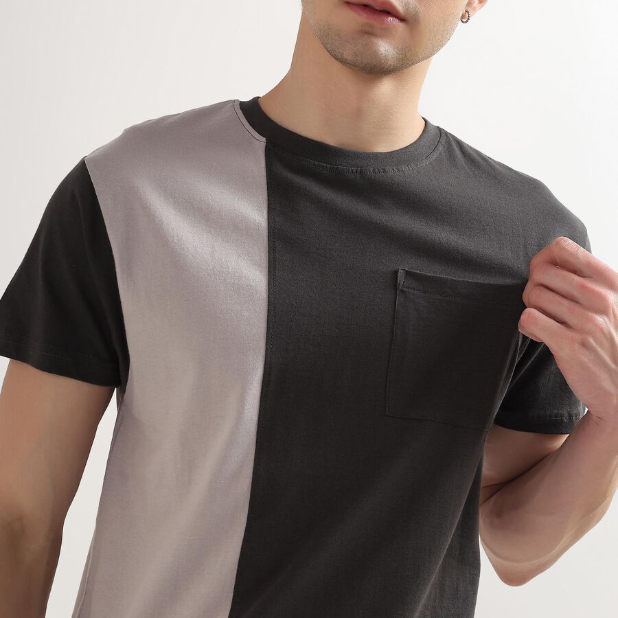 Men's 100% Cotton Round Neck Half Sleeves T-Shirt, Light Grey, large image number null