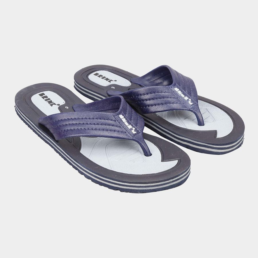 Men Printed Flip Flops, Navy Blue, large image number null