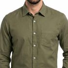 Men Dark Green Regular Fit Formal Shirt, गहरा हरा, small