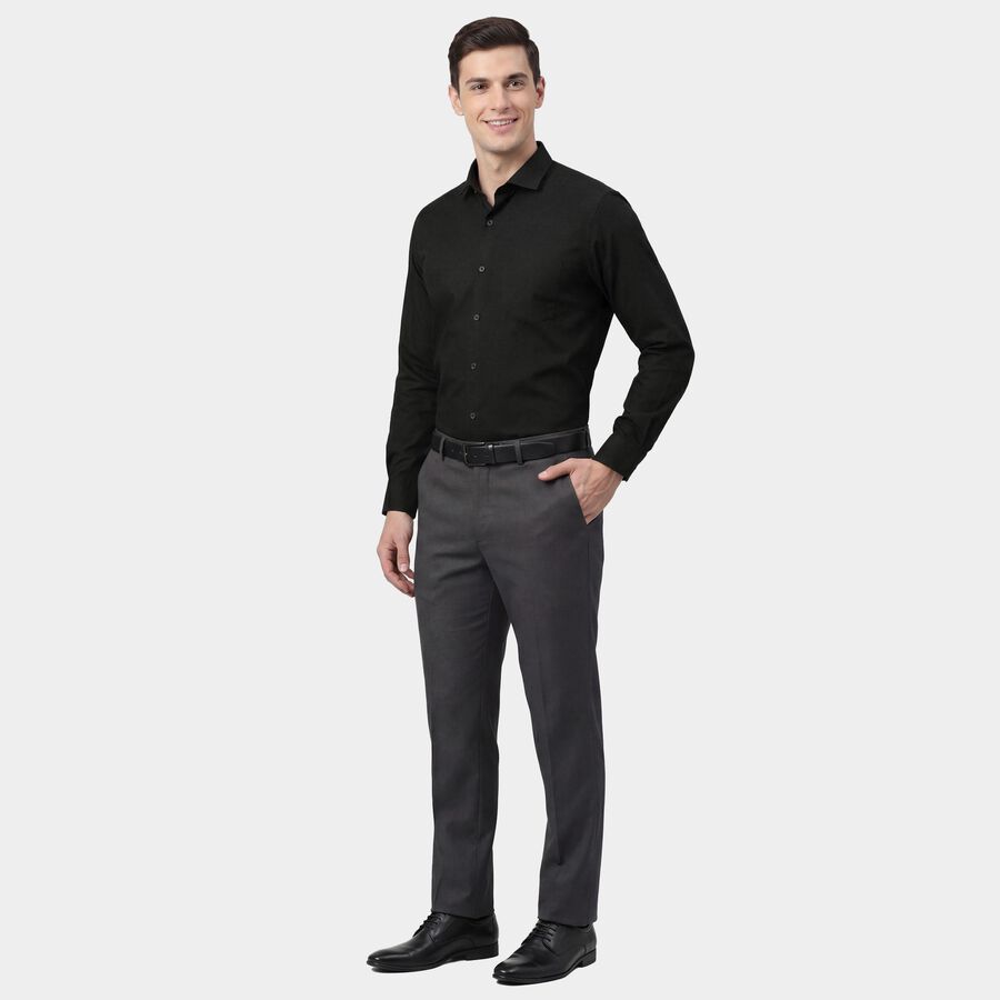 Men's Green Cotton Spread Collar Classic Formal Shirt, Dark Green, large