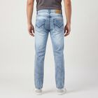Men's Light Blue Slim Fit Faded Jeans, Mid Blue, small