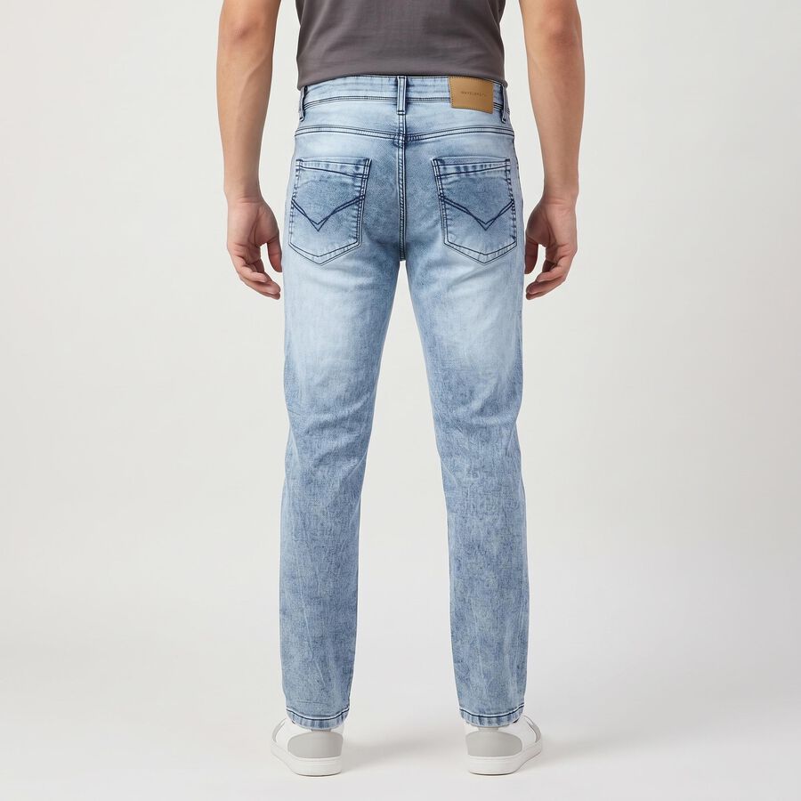 Men's Light Blue Slim Fit Faded Jeans, Mid Blue, large