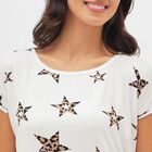 Women's Bright White Round Neck Casual Nighty, सफ़ेद, small image number null