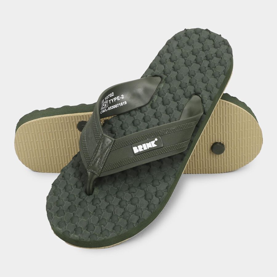 Men's V Strap Slipper, ओलिव, large