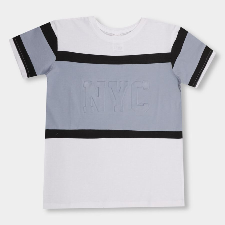 Boys' 100% Cotton Half Sleeves T-Shirt, White, large image number null