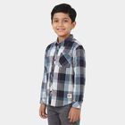Boys Mid Blue Cotton Collar Shirt, Mid Blue, small