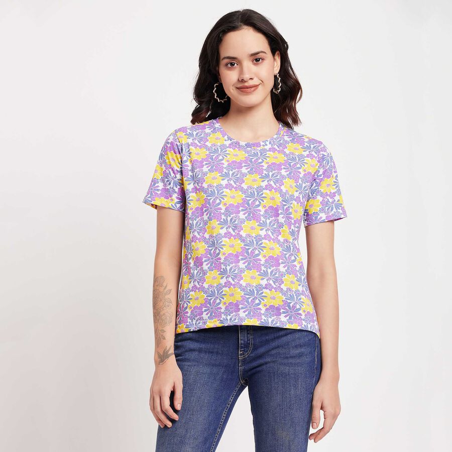 All Over Print Round Neck T-Shirt, Blue, large image number null