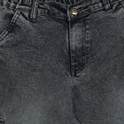 Boys Dark Grey Cargo Fit Washed Jeans, गहरा ग्रे, small