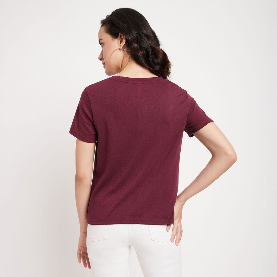 Round Neck T-Shirt, वाइन, large image number null