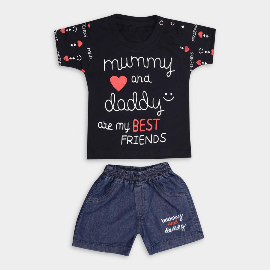 Infant Boys' 100% Cotton Baba Suit, नेवी ब्लू, large