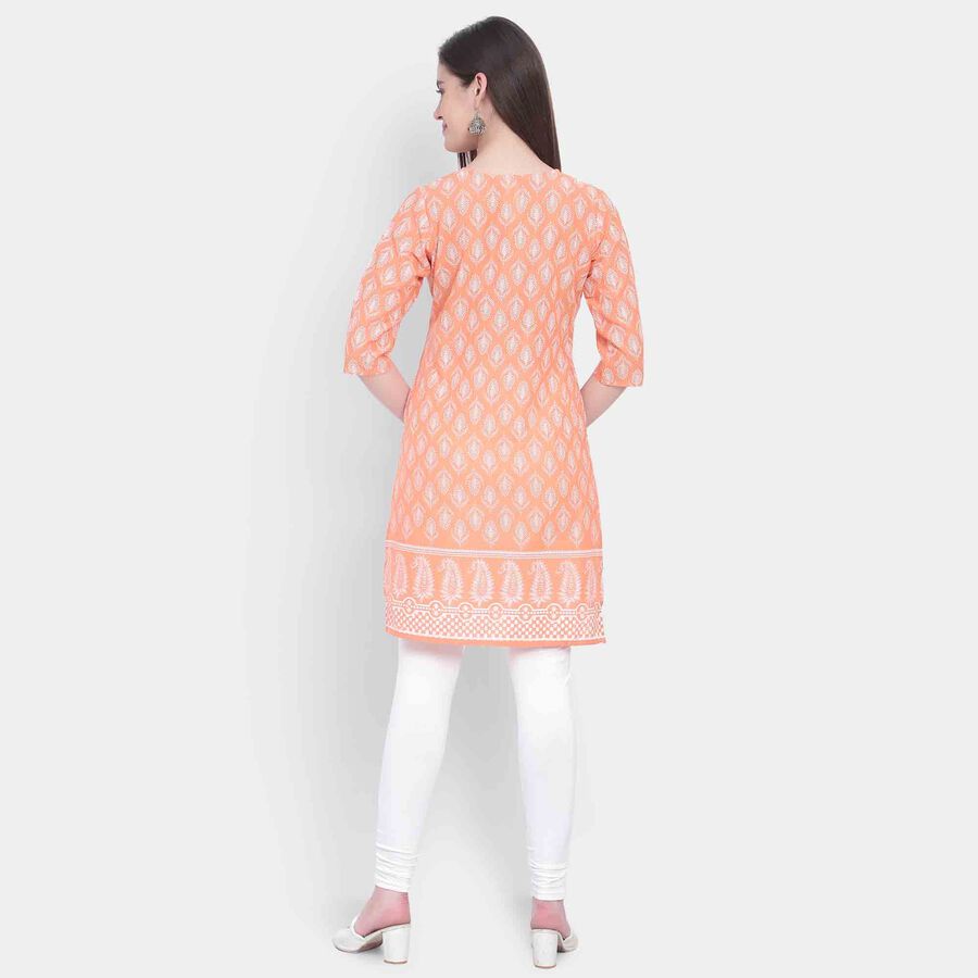 Printed 3/4th Sleeve Kurta, Peach, large image number null