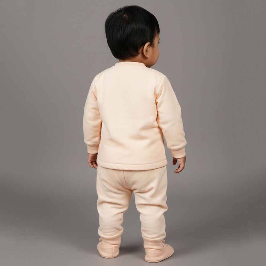 Infants' Peach Round Neck Minimalist Baba Suit, पीच, large image number null