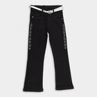 Girls' Jet Black Flared Fit Embellished Jeans, Black, small image number null