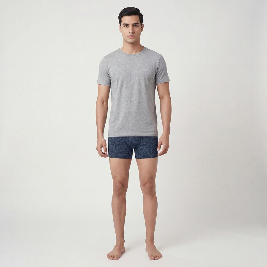 Men's Navy Blue Regular Fit Solid Trunks, नेवी ब्लू, large