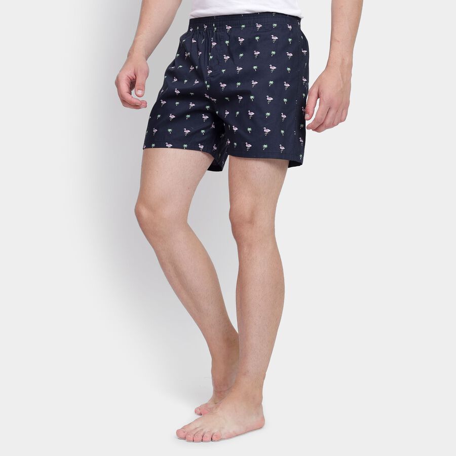Men's 100% Cotton Boxers, Navy Blue, large image number null