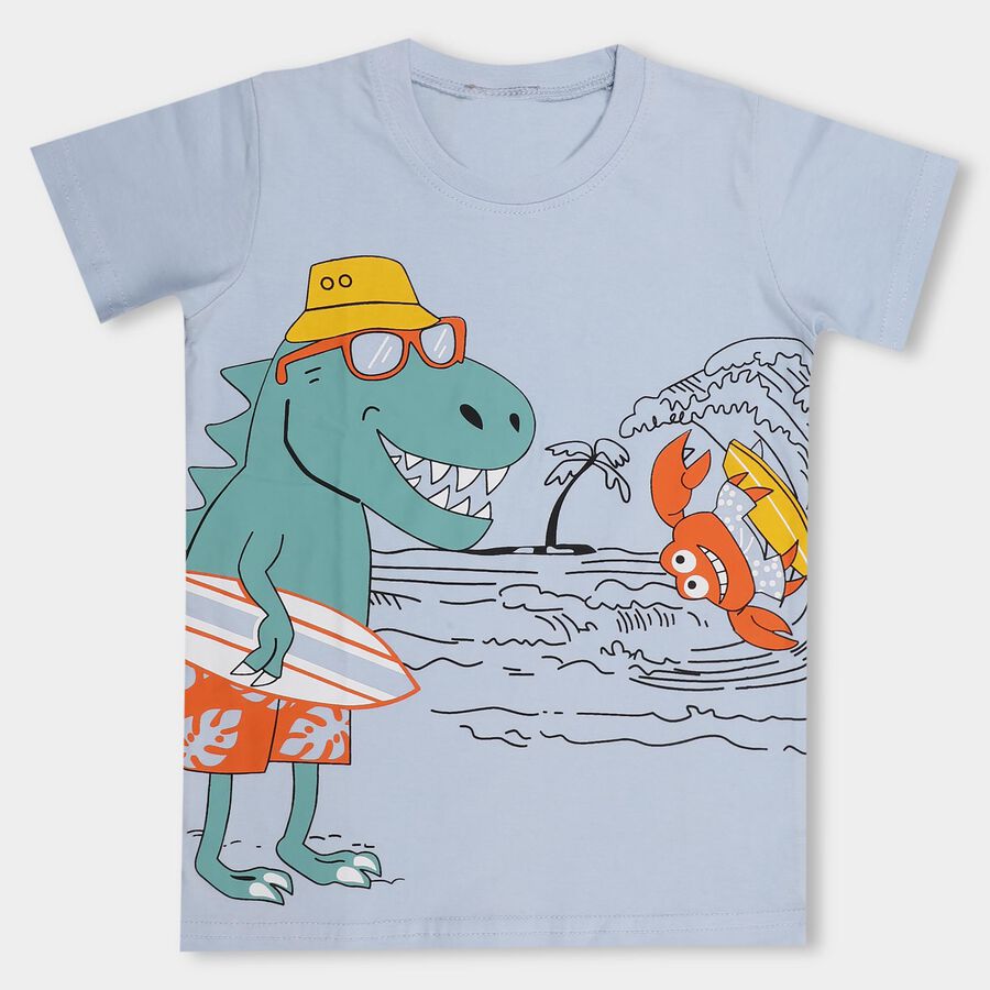 Boys' 100% Cotton Half Sleeves T-Shirt , Light Blue, large image number null