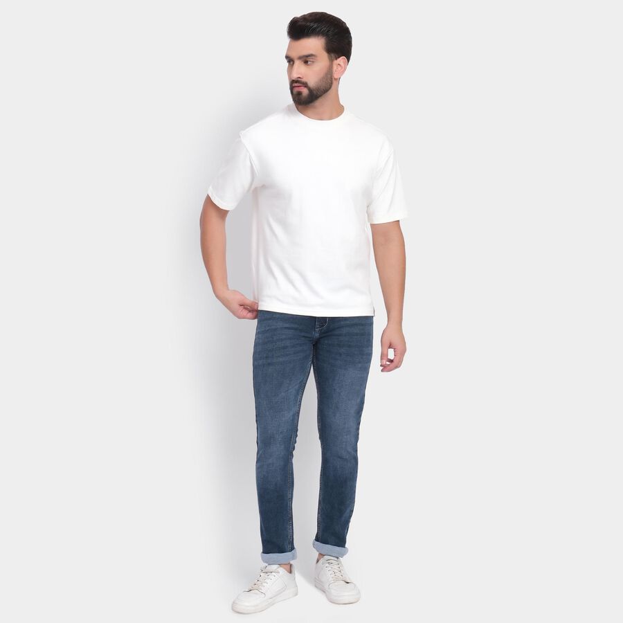 Men's Round Neck Half Sleeves T-Shirt , White, large image number null