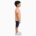 Boys' Coral Cotton Round Neck Tropical Printed Baba Suit, Coral, small image number null