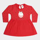 Infants Cotton Frock, Red, small image number null