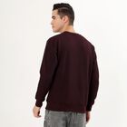 Men's Deep Burgundy Crew Neck Textured Sweatshirt, Wine, small image number null