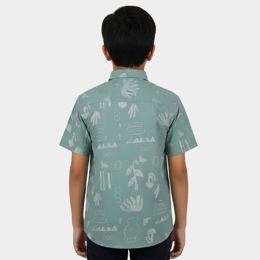 Boys' Light Green Cotton Classic Collar Casual Shirt, Light Green, large