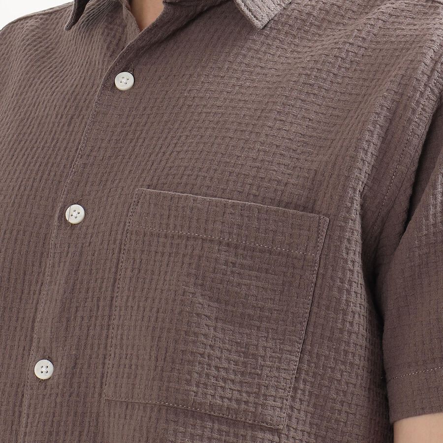 Men's Muted Brown Cotton Classic Casual Shirt, Brown, large image number null