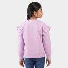 Girls' Lilac Crew Neck Pullover Sweatshirt, लाइलेक, small