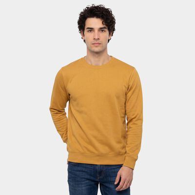 Men's Mustard Crew Neck Pullover Sweatshirt