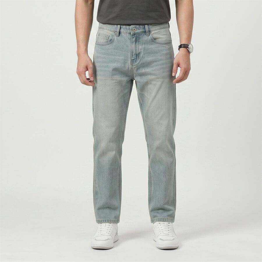 Men's Light Blue Faded Jeans, हल्का नीला, large