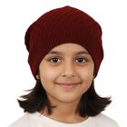 Girls Deep Maroon Knitted Winter Cap, Maroon, small image number null