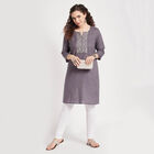 Cotton Straight Kurta, Dark Grey, small image number null