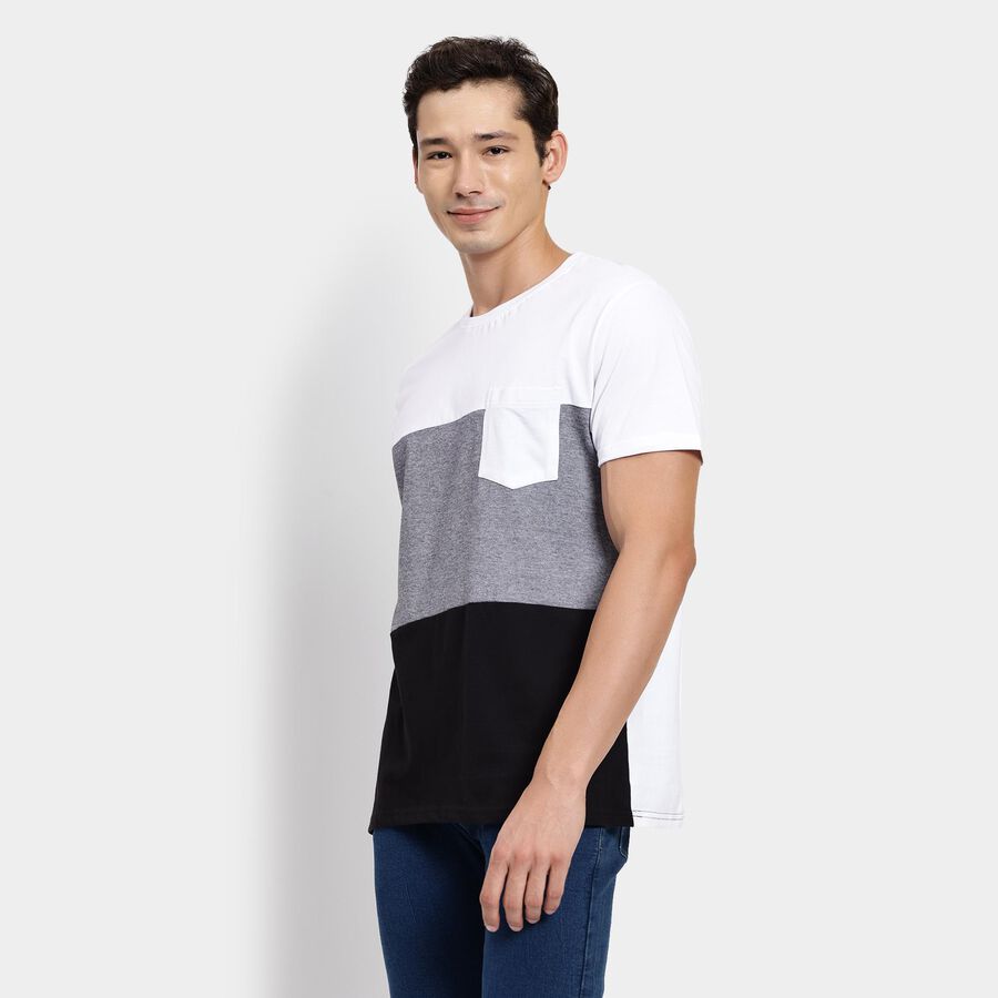 Men's 100% Cotton Round Neck Half Sleeves T-Shirt, White, large image number null