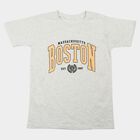 Boys Ecru Melange Crew Neck Regular Boys T-Shirt, Ecru Melange, small